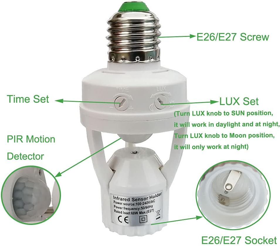 LEVITON Motion Activated Light Socket 100-240V