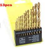 13 Pcs Titanium Twist Drill Bit Set