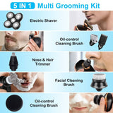 5 IN 1 CORDLESS MEN'S ELECTRIC SHAVER (WITH COMPLETE GROOMING KIT SET)