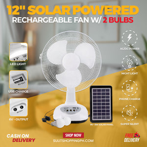 Rechargeable Solar Fan with Emergency Light and Charger