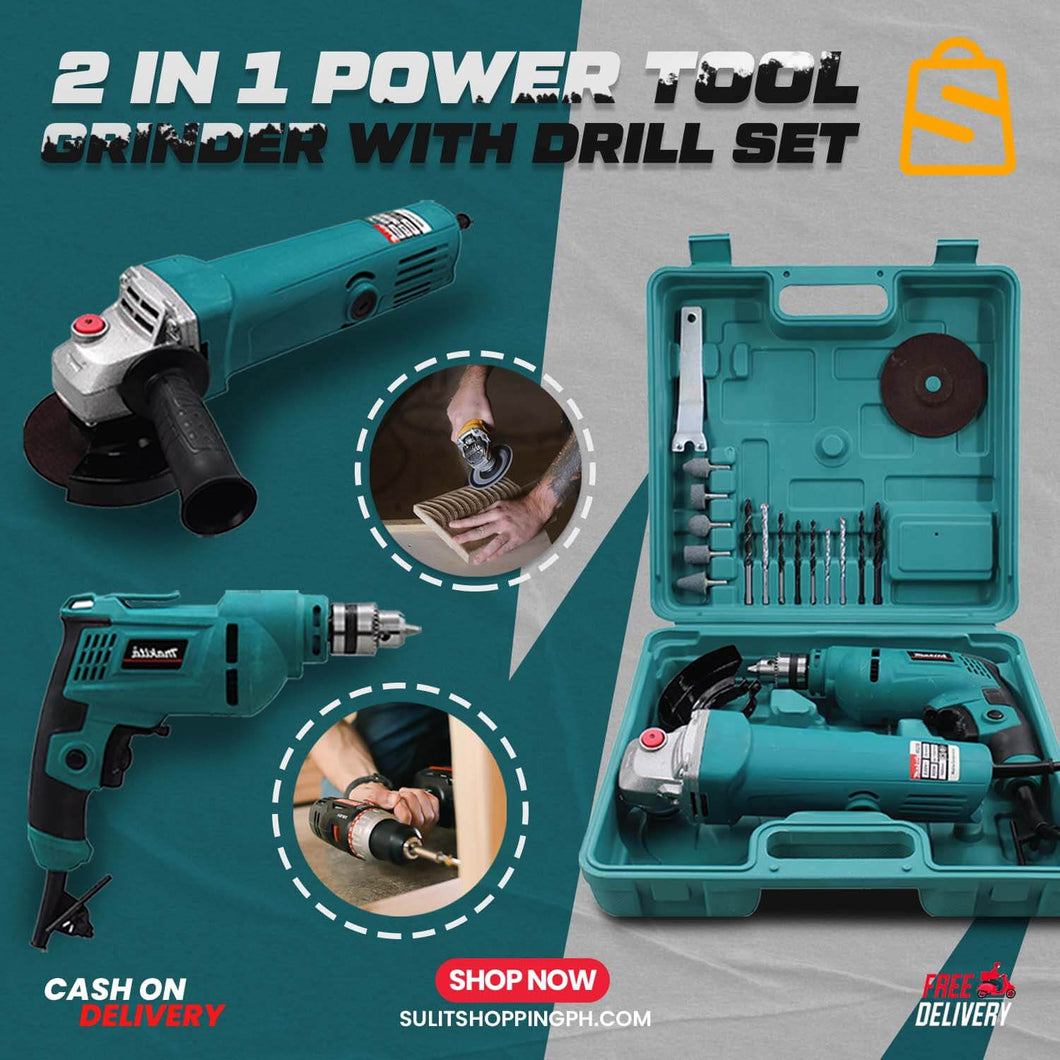 2 IN 1 POWER TOOL GRINDER WITH DRILL SET