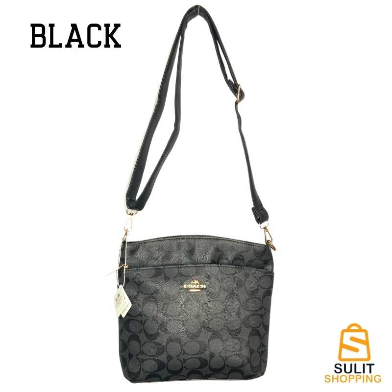 Coach black hotsell leather sling bag