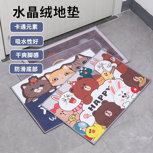 Cartoon Cat Bear Entrance Floor Mat Doormat Door Mat Decorative Indoor Outdoor Doormat Non-Woven Washable 60*39cm
