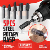 5pcs Steel Rotary Rasp File Woodworking Drill Bits ( Get Free 5pcs Carbide Drill Bits )