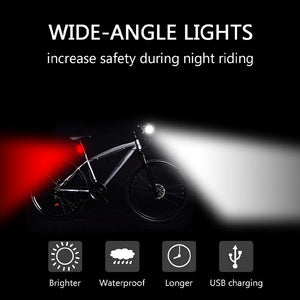 USB Rechargeable Bicycle Headlight LED Bike Light Set