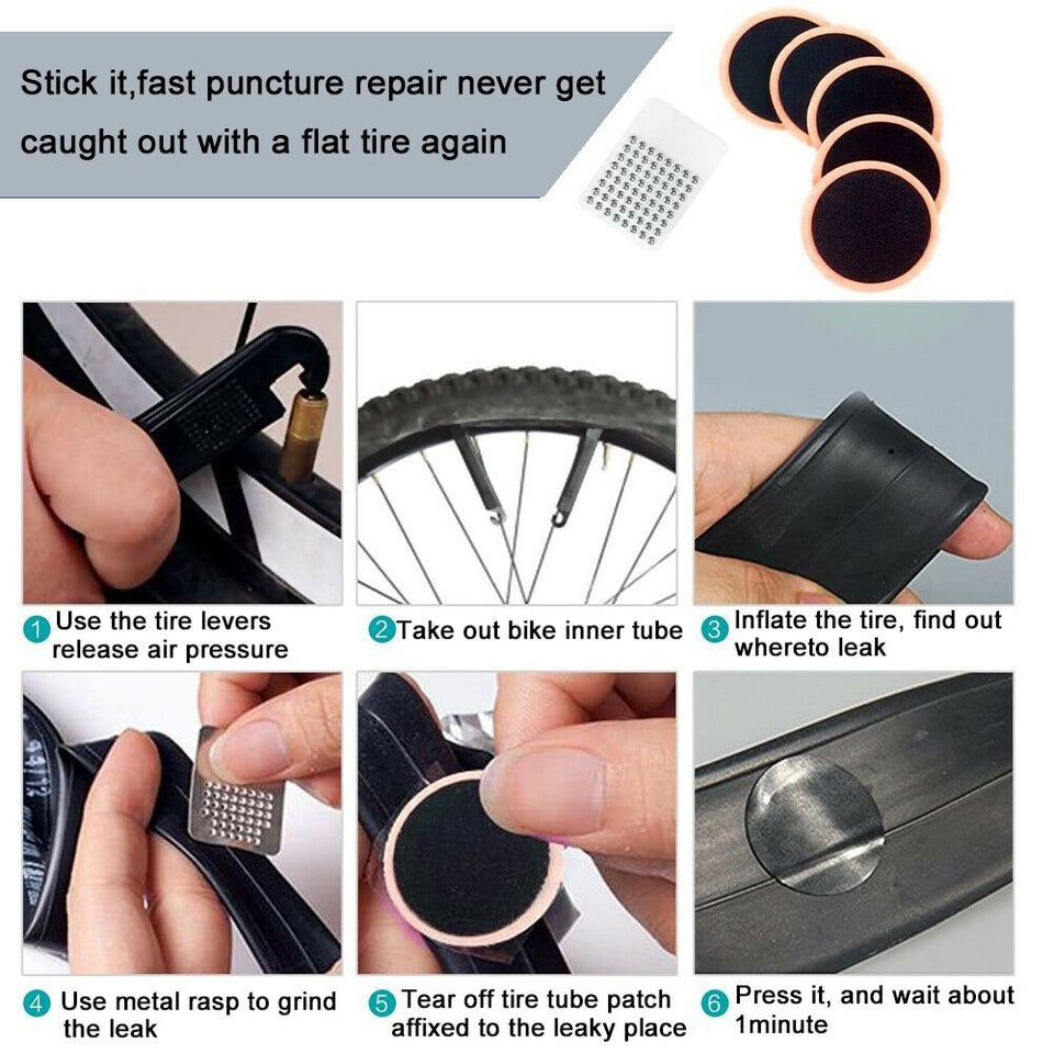 Complete Set Bicycle Tire Pump Repair Patch Tool Kit