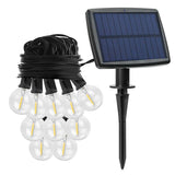 10 LED 18FT Outdoor Waterproof Solar String Retro Light Bulb