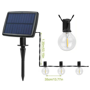 10 LED 18FT Outdoor Waterproof Solar String Retro Light Bulb