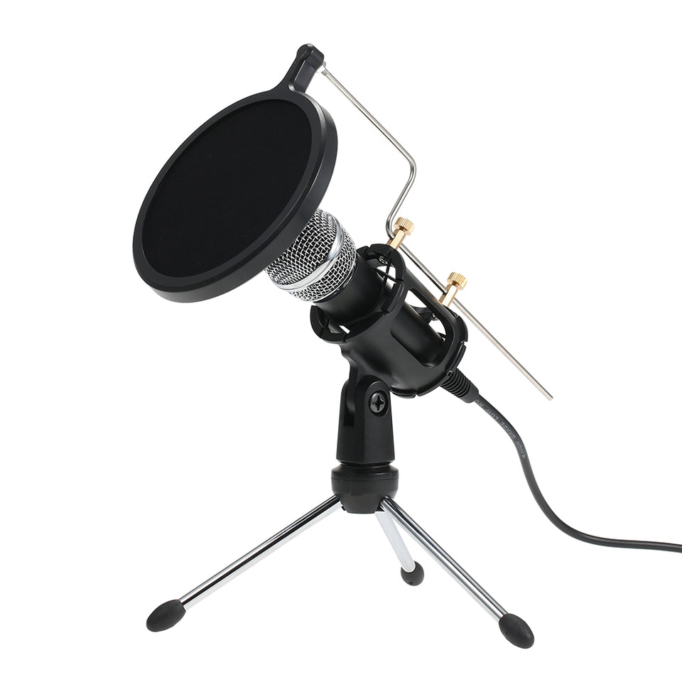 PORTABLE CONDENSER MICROPHONE SET ( WITH STAND, WINDSCREEN, FOAM COVERS, Y SPLITTER)