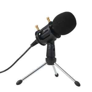 PORTABLE CONDENSER MICROPHONE SET ( WITH STAND, WINDSCREEN, FOAM COVERS, Y SPLITTER)