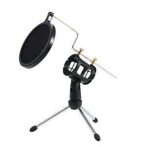 PORTABLE CONDENSER MICROPHONE SET ( WITH STAND, WINDSCREEN, FOAM COVERS, Y SPLITTER)