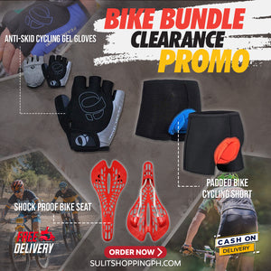BIKE BUNDLE CLEARANCE PROMO (2pcs Padded Bike Cycling Short + Shock Proof Bike Seat + Anti-skid Cycling Gel Gloves)