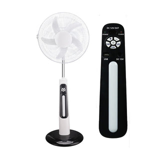 16inch Rechargeable Solar Powered Electric Fan with Remote & Emergency Light